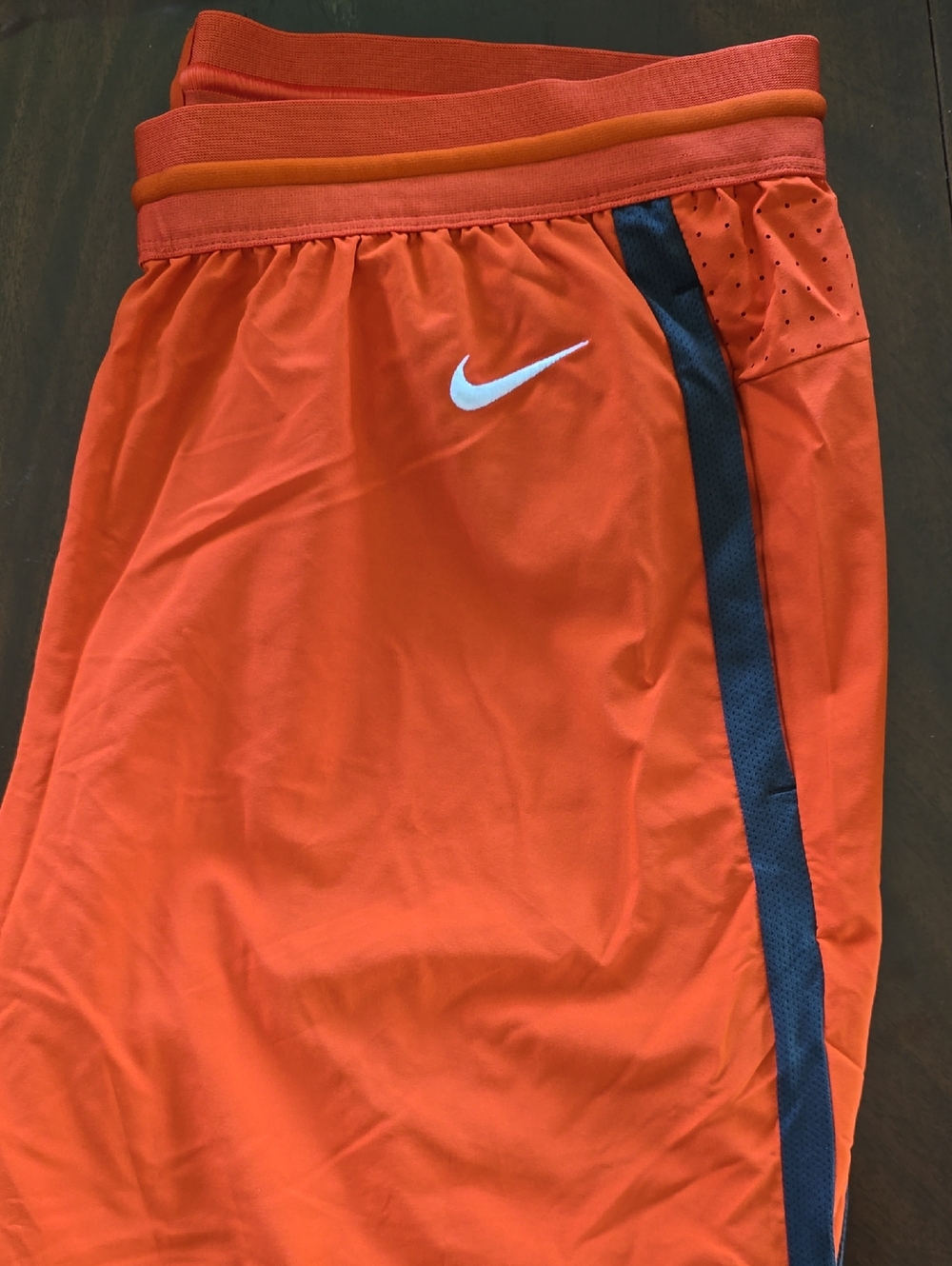Nike Orange Lightweight Athletic Pants with Stripe and White Swoosh